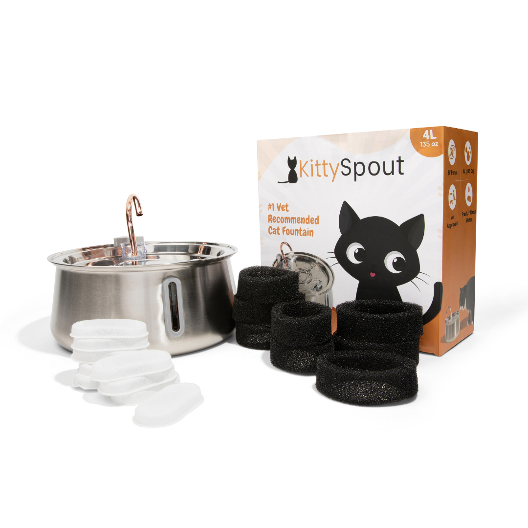 Pre-Owned The KittySpout 2.0 - Health & Happiness Cat Kit - 4 Month: KittySpout + 8 filter sets + AC adapter + FREE gift